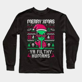 Alien Christmas - Funny Ugly Sweater Xmas Gift Long Sleeve T-Shirt